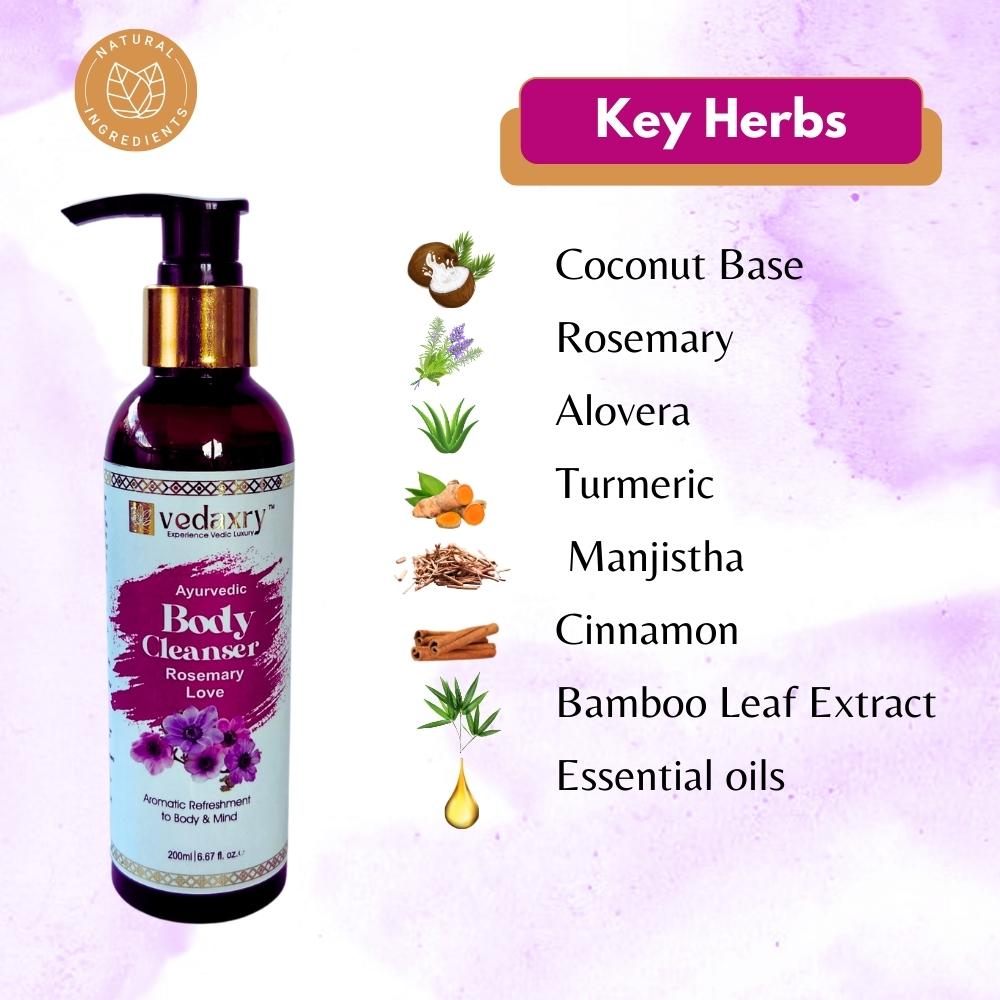 Vedaxry Ayurvedic Body Cleanser Rosemary Love  herbs