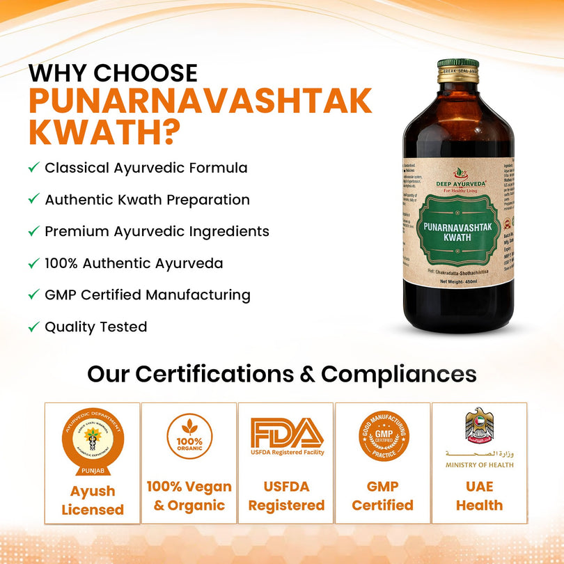 Punarnavashtak Kwath (Pravahi) | Classical Ayurvedic Liquid Tonic by Deep Ayurveda | 450 ml