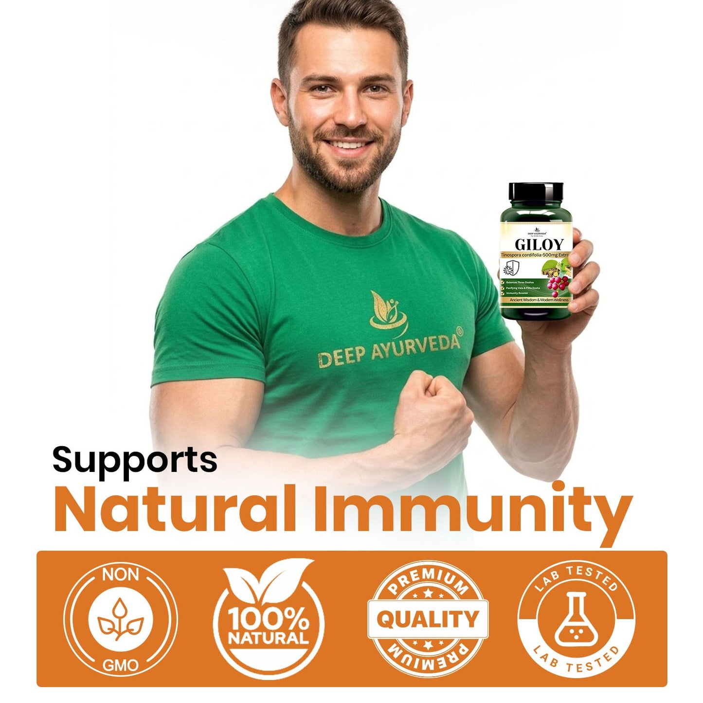 Giloy (Tinospora cordifolia) Vegan Capsule 500mg 10:1 Extract Based | Enhance immunity, Aid digestion & Antioxidant