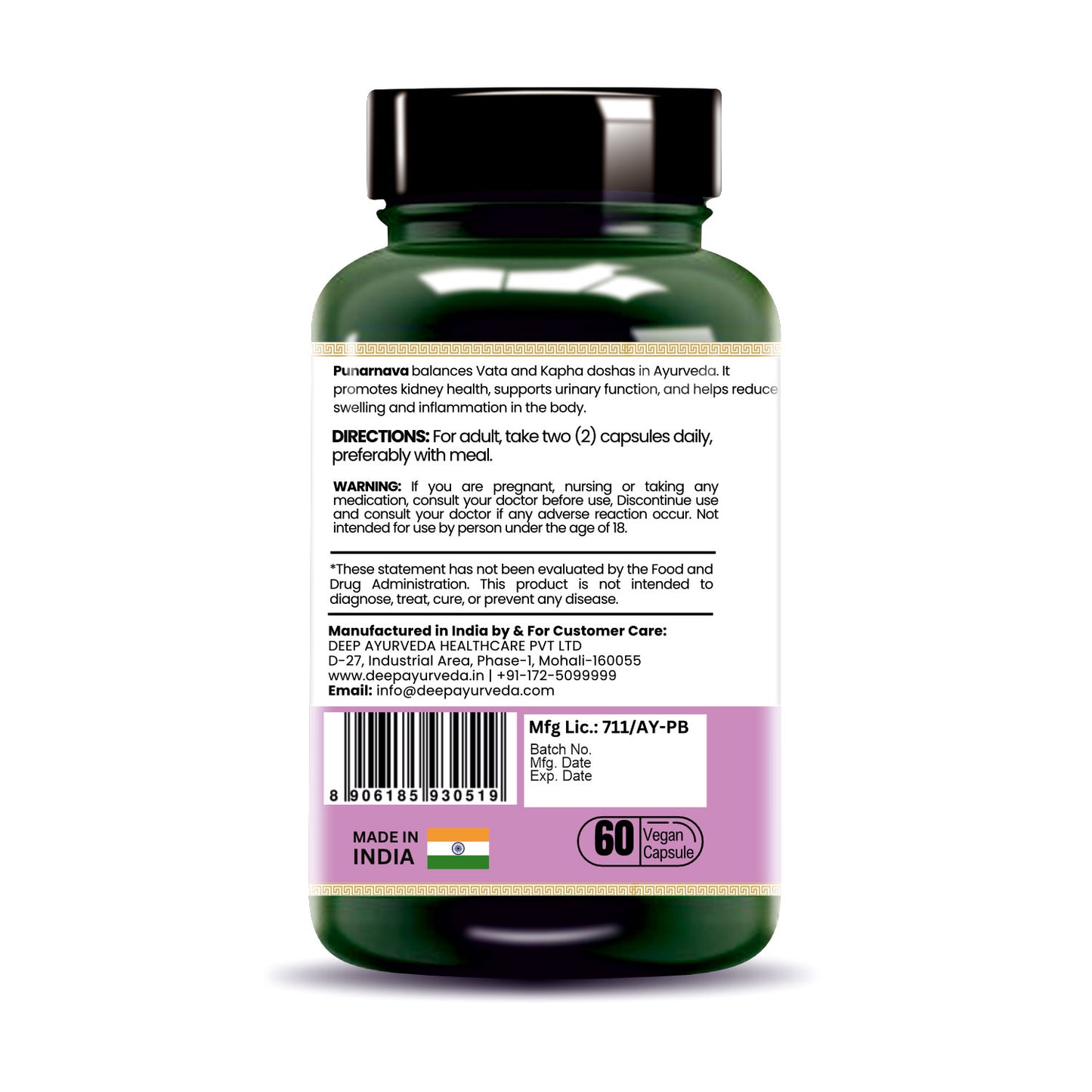 Punarnava (Boerhavia diffusa) Vegan Capsule Made with 10:1 Extract | Support Kidney & Liver Health Liver & Detoxification