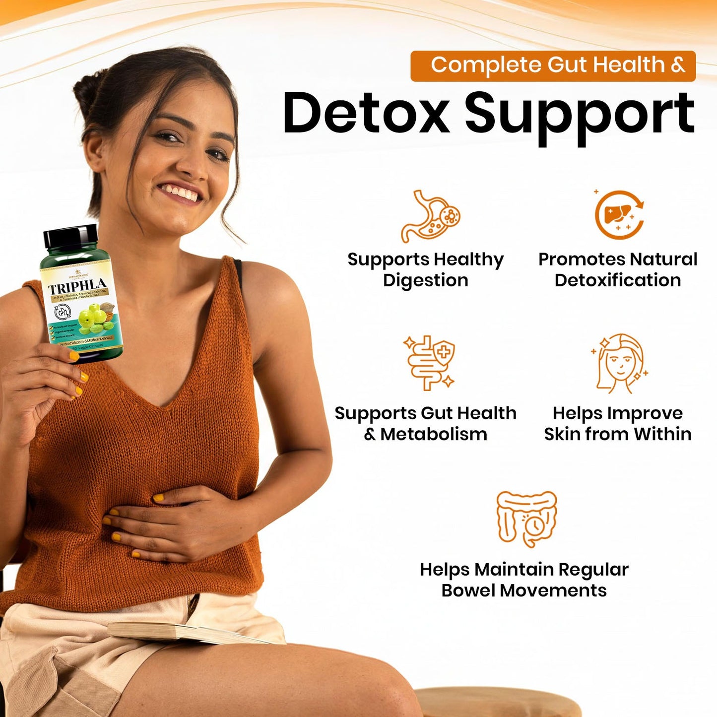 Triphala Vegan Capsule | Natural Detoxification & Gut Wellness | 60 Capsule