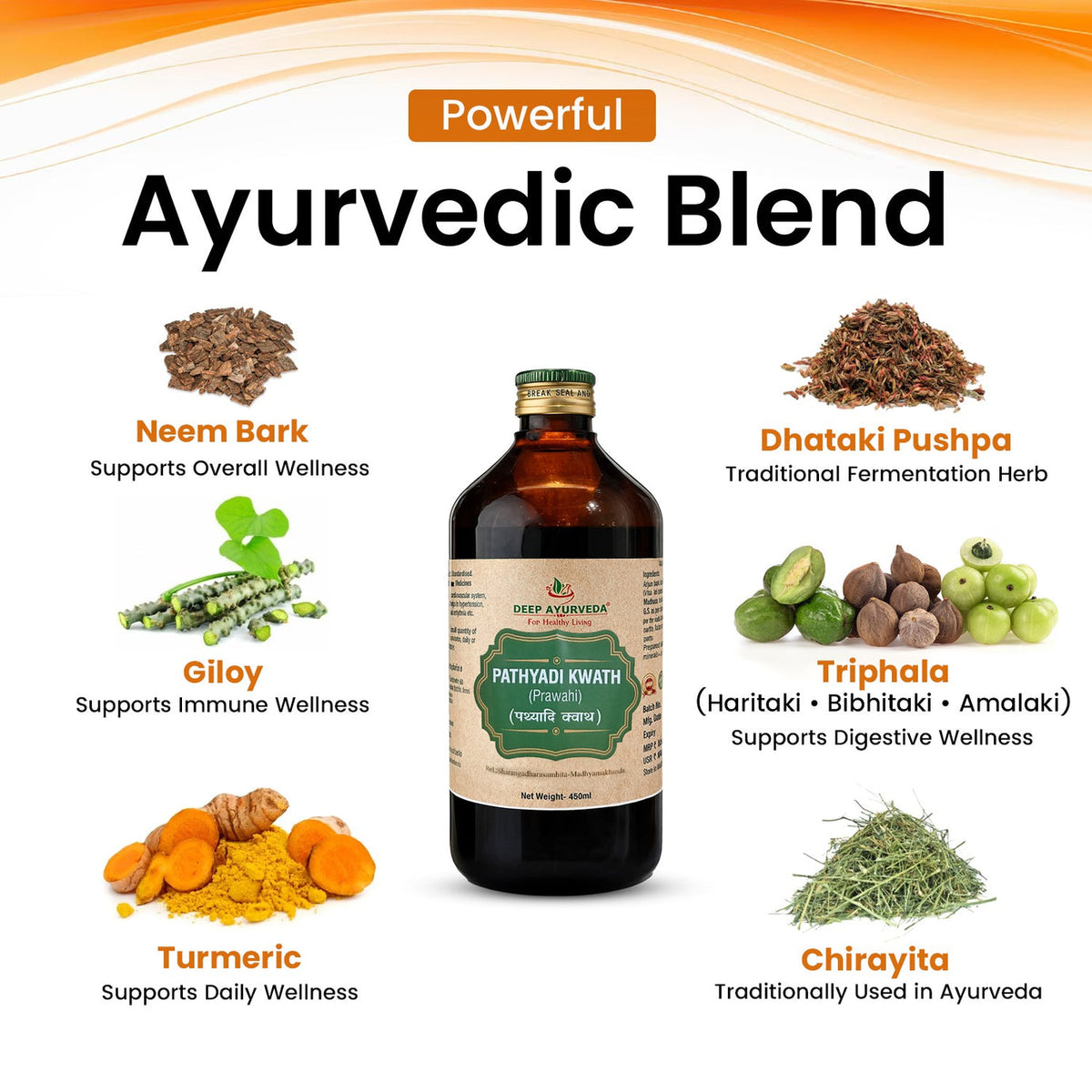 Pathyadi Kwath (Pravahi) Classical Ayurvedic Liquid Tonic by Deep Ayurveda | 450 ml