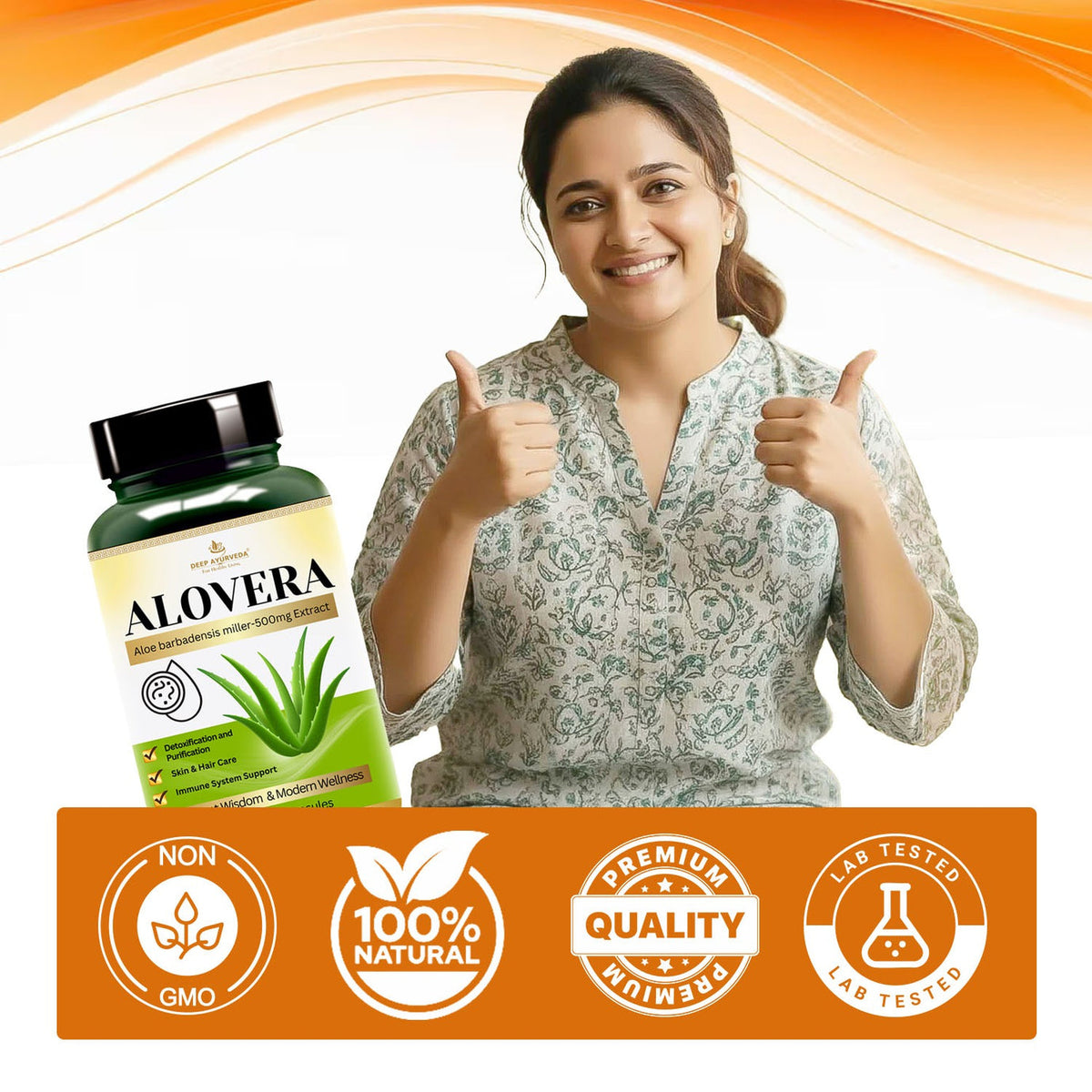Aloe Vera Vegan Capsule | 10:1 Extract Helps in Skin Care, Digestive Support & Tridosha Balance