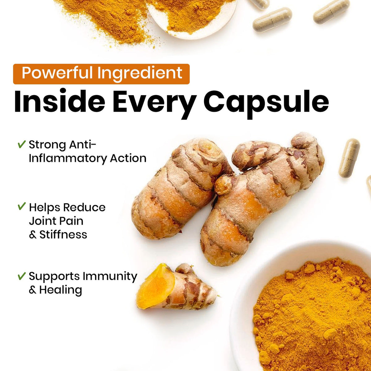 Curcumin Vegan Capsule with 5% piperine to Enhance Absorption - 500mg