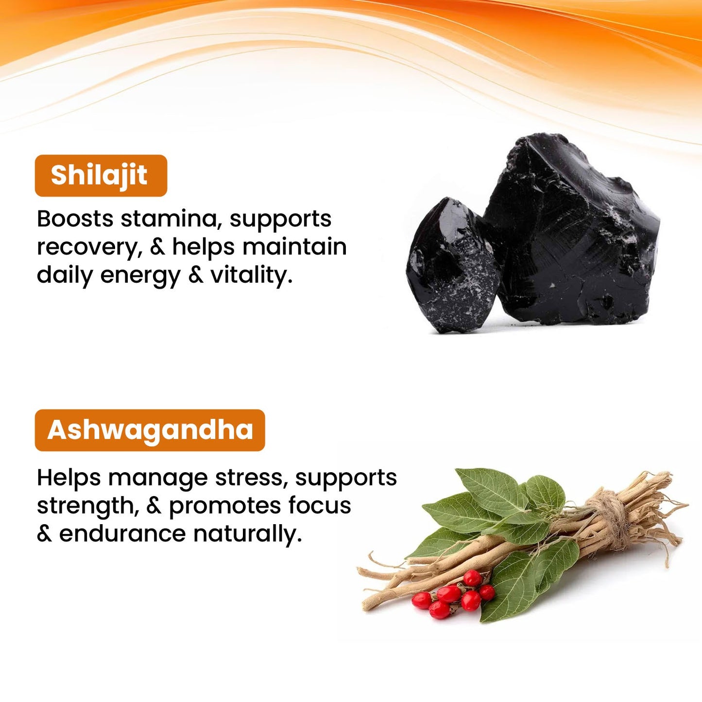 Pure Himalayan Shilajit Resin & Ashwagandha Capsules – Natural Energy & Stress Support