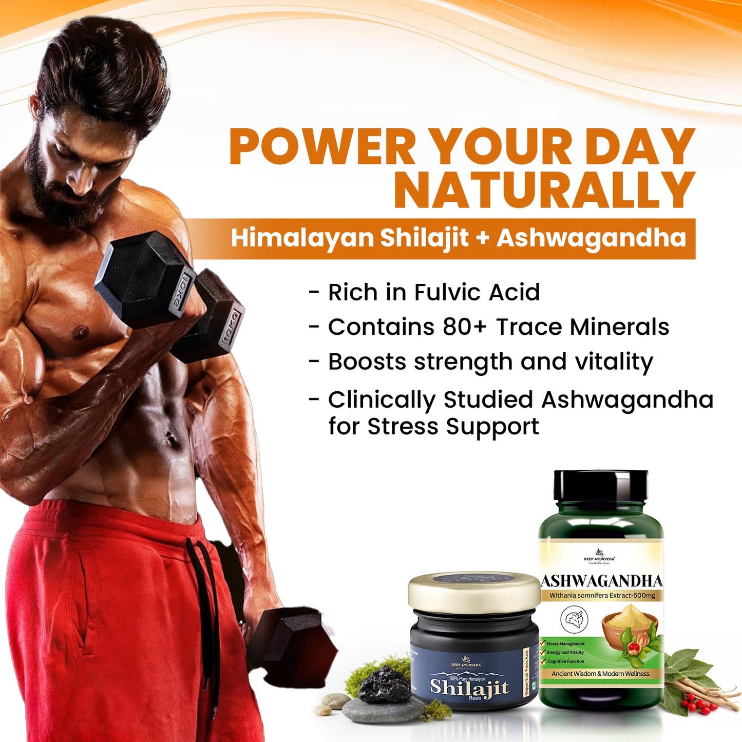 Pure Himalayan Shilajit Resin & Ashwagandha Capsules – Natural Energy & Stress Support