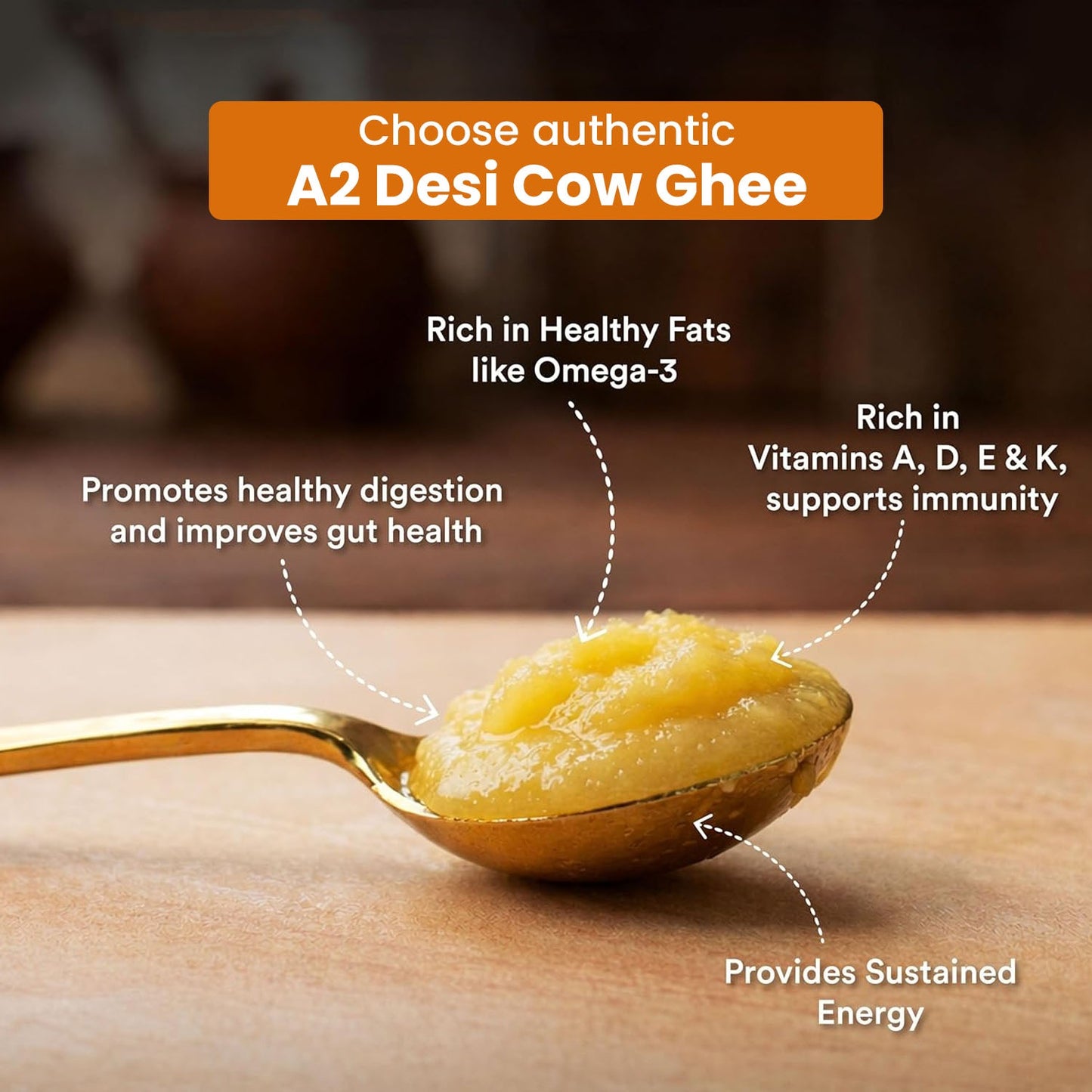Gir Cow A2 Pure Desi Ghee – 100% Natural & Grass-Fed