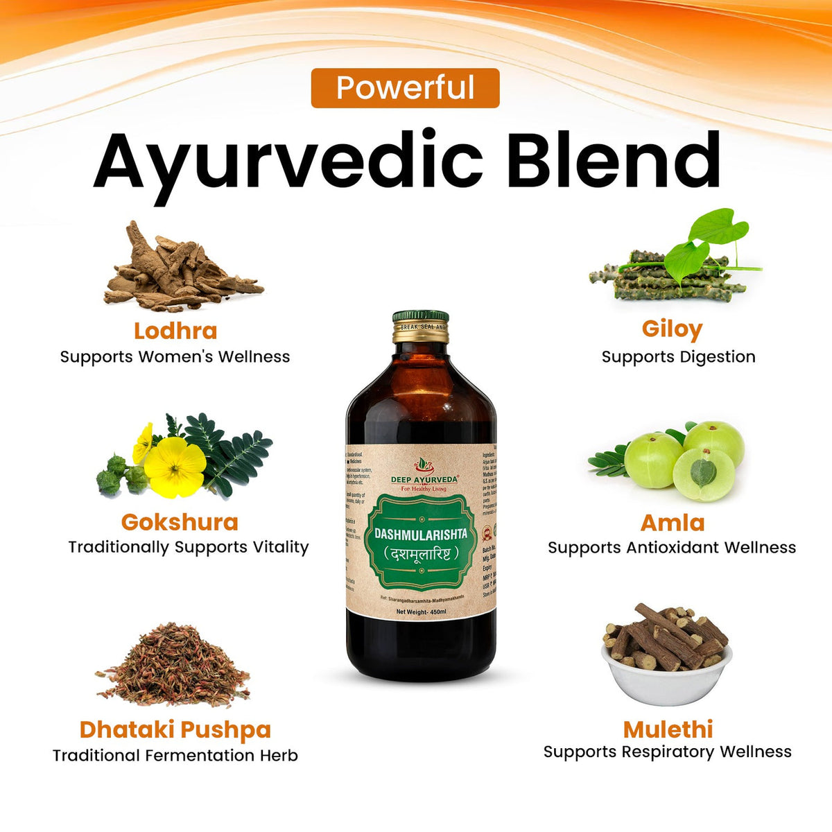 Dashmularishta | Classical Ayurvedic Liquid Tonic by Deep Ayurveda | 450 ml