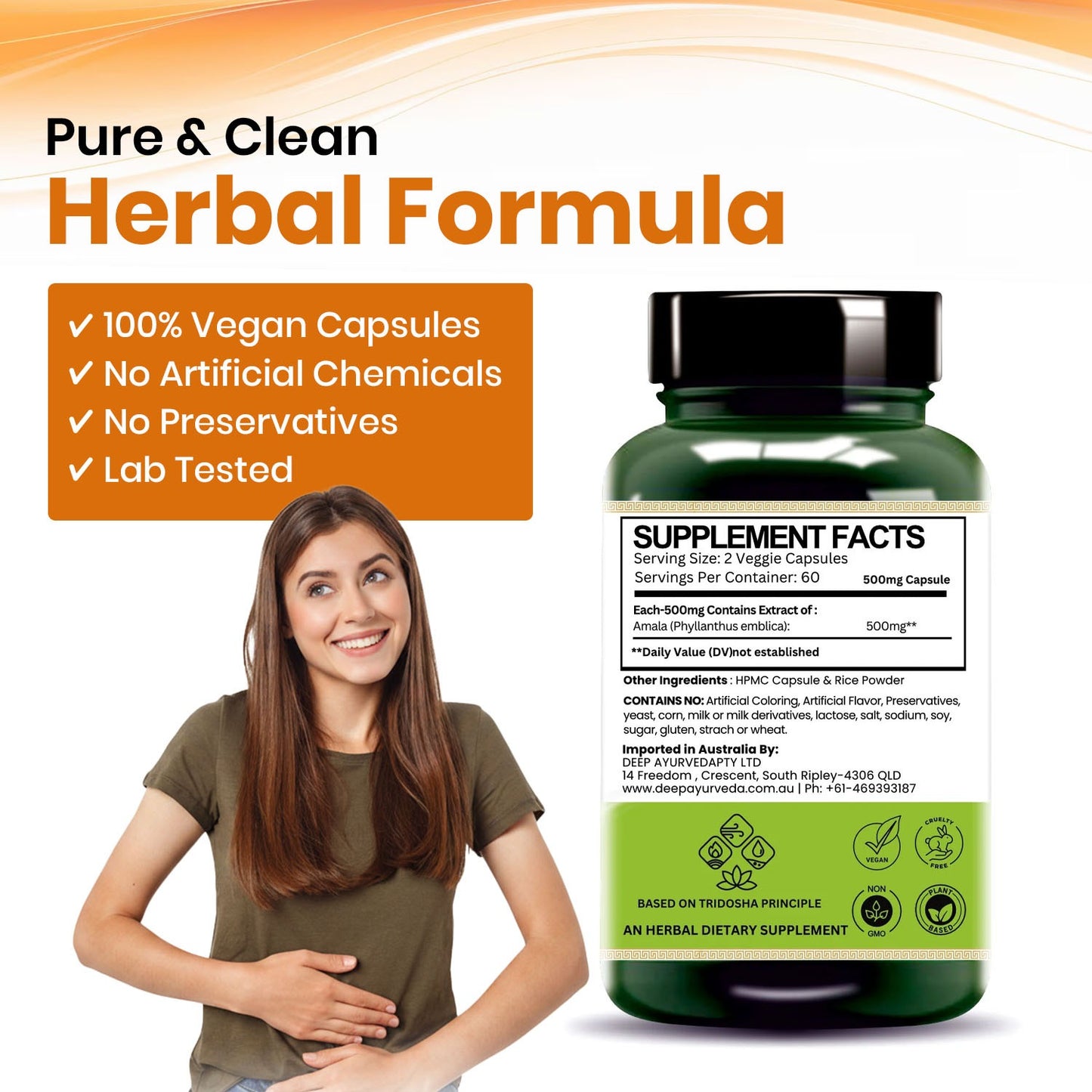 Amla (Emblica officinalis) Vegan Capsule made with 10:1 extract |  Rich vitamin C & Supports Immune Function