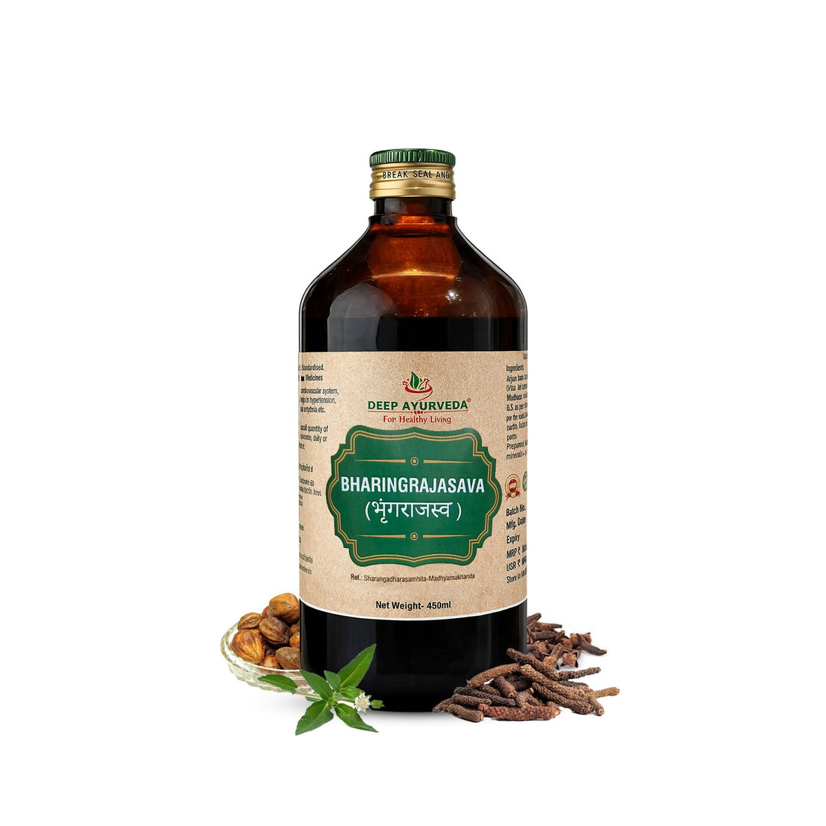 Bhringrajasava | Classical Ayurvedic Liquid Tonic by Deep Ayurveda | 450 ml