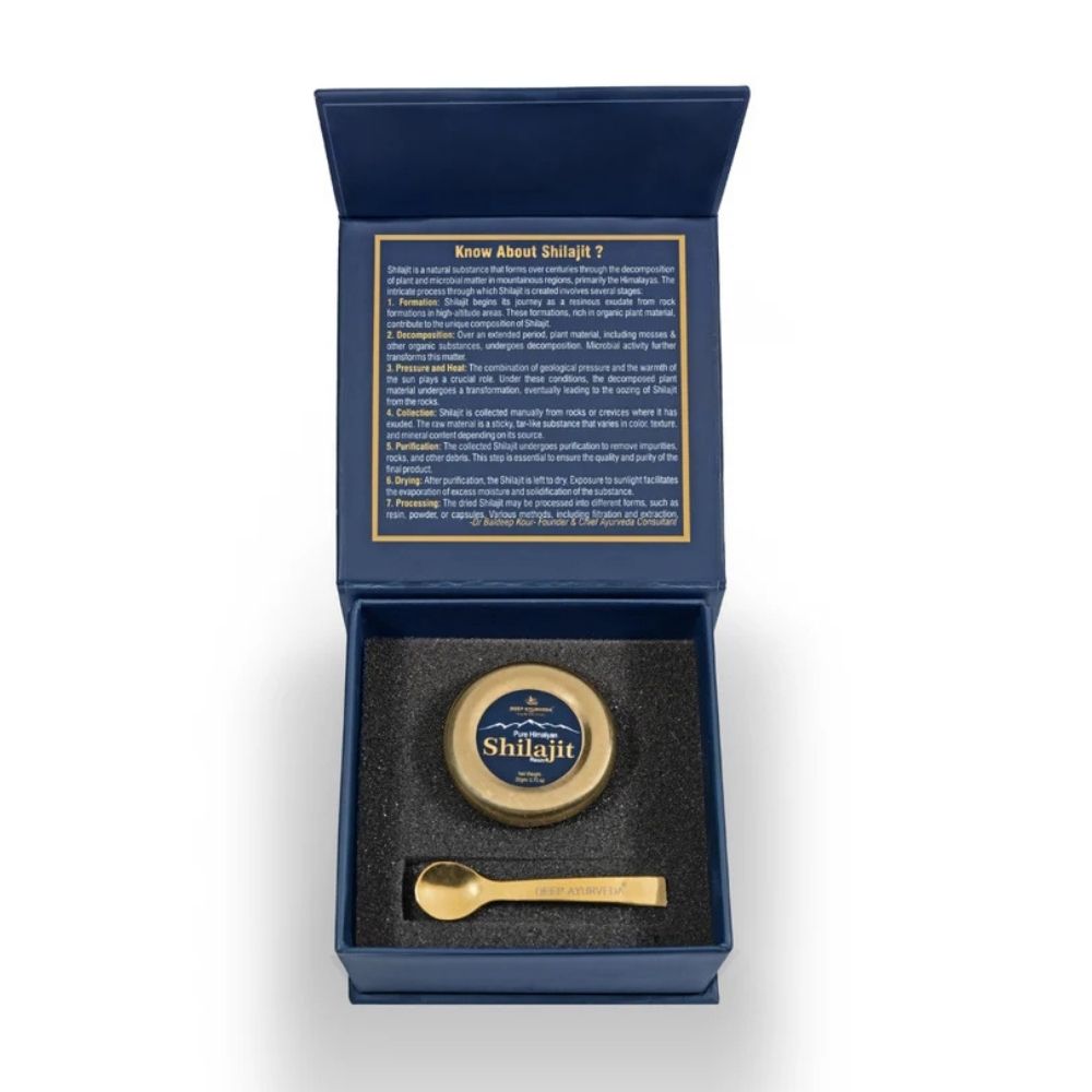 Pure Himalayan Shilajit Resin with spoon