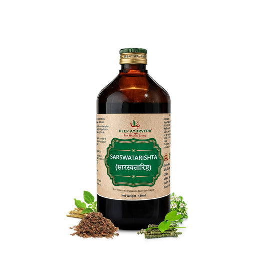 Saraswatharishtam | Classical Ayurvedic Liquid Tonic by Deep Ayurveda | 450 ml
