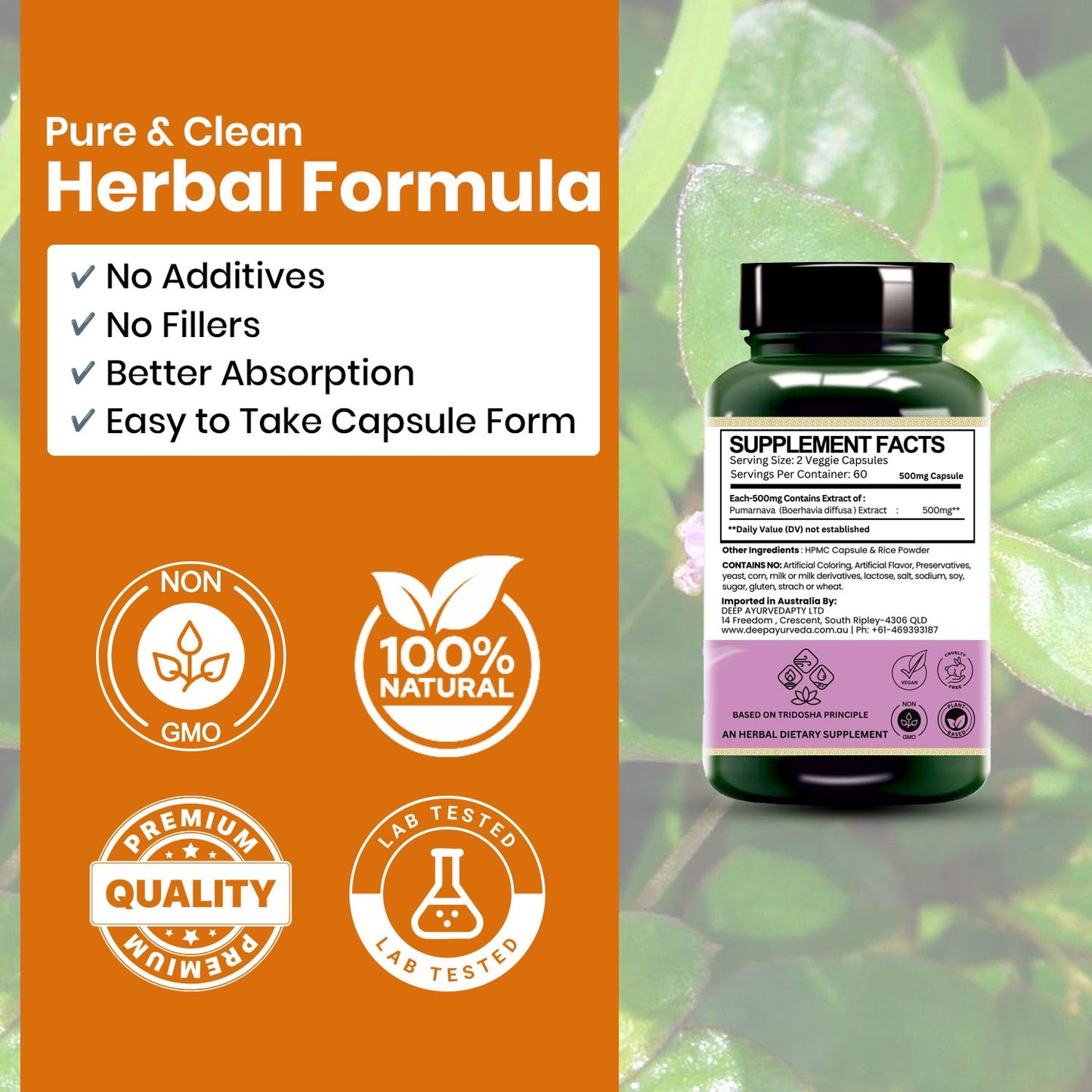 Punarnava (Boerhavia diffusa) Vegan Capsule Made with 10:1 Extract | Support Kidney & Liver Health Liver & Detoxification