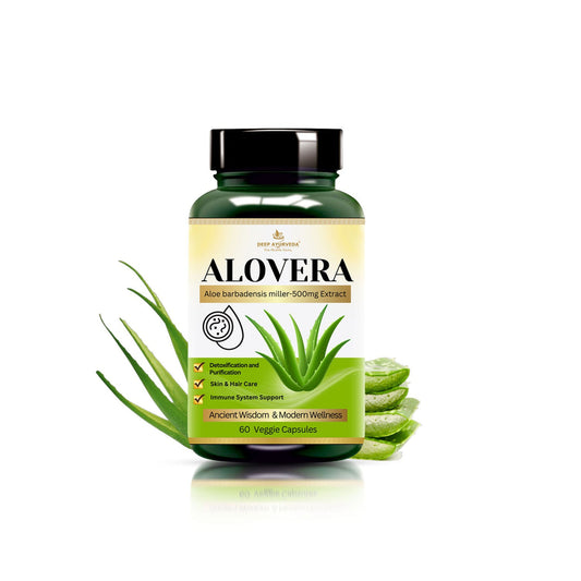 Aloe Vera Vegan Capsule | 10:1 Extract Helps in Skin Care, Digestive Support & Tridosha Balance