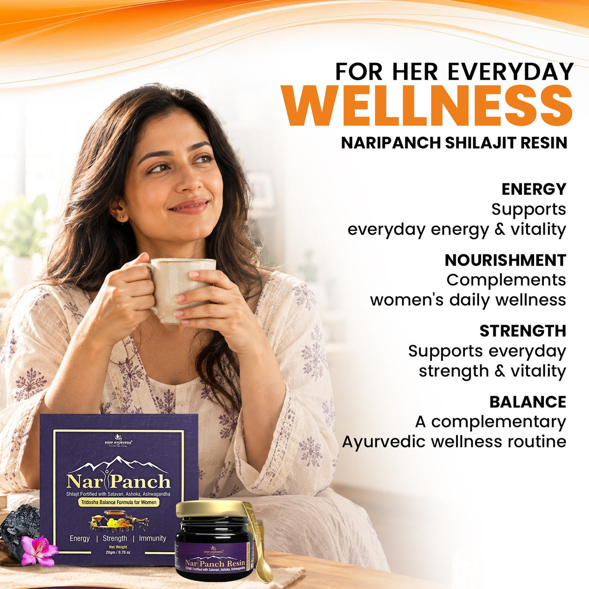Deep Ayurveda Vajayu & NariPanch Shilajit Resin Combo – 20g Each