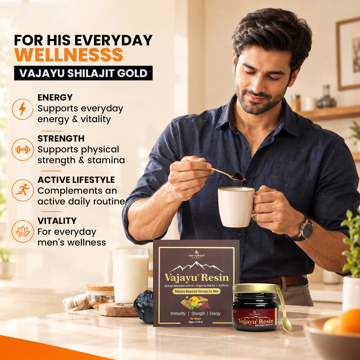 Deep Ayurveda Vajayu & NariPanch Shilajit Resin Combo – 20g Each
