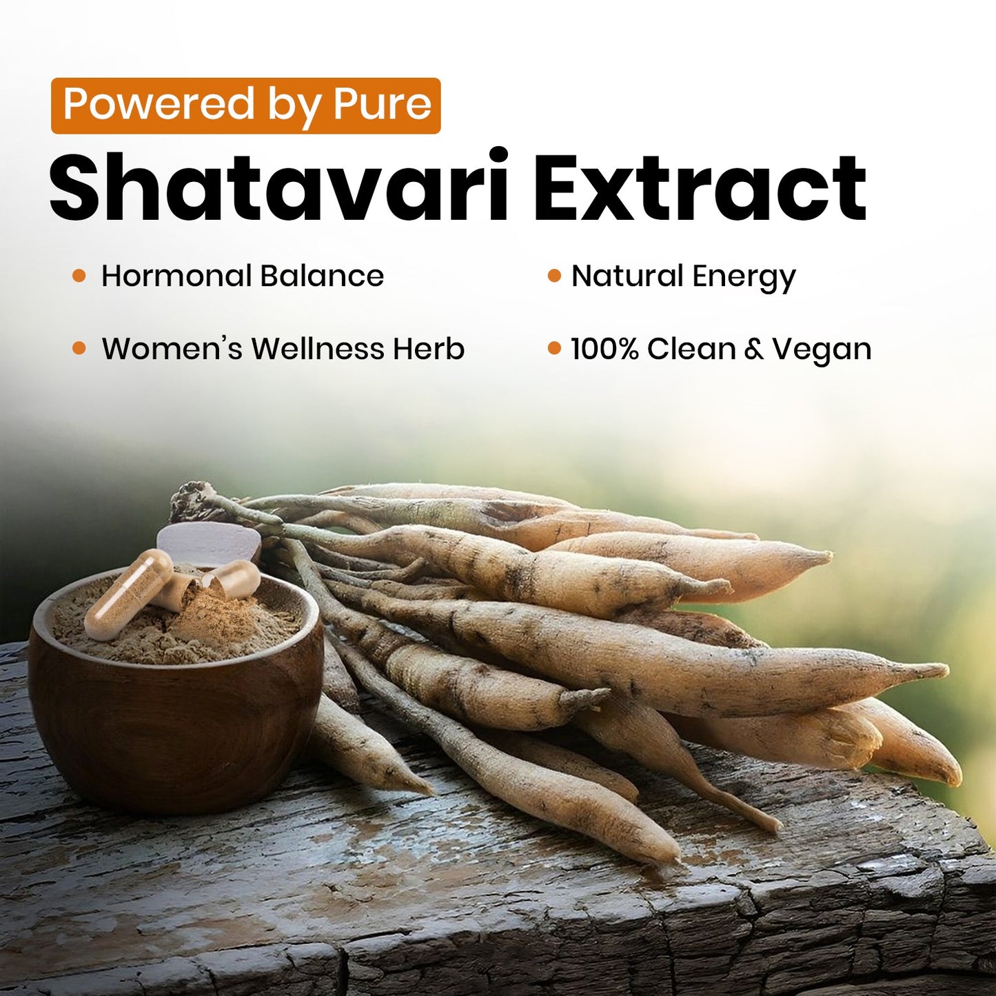Shatavari Extract Based Vegan Capsules | Hor monal Balance and Vitality Support-500mg