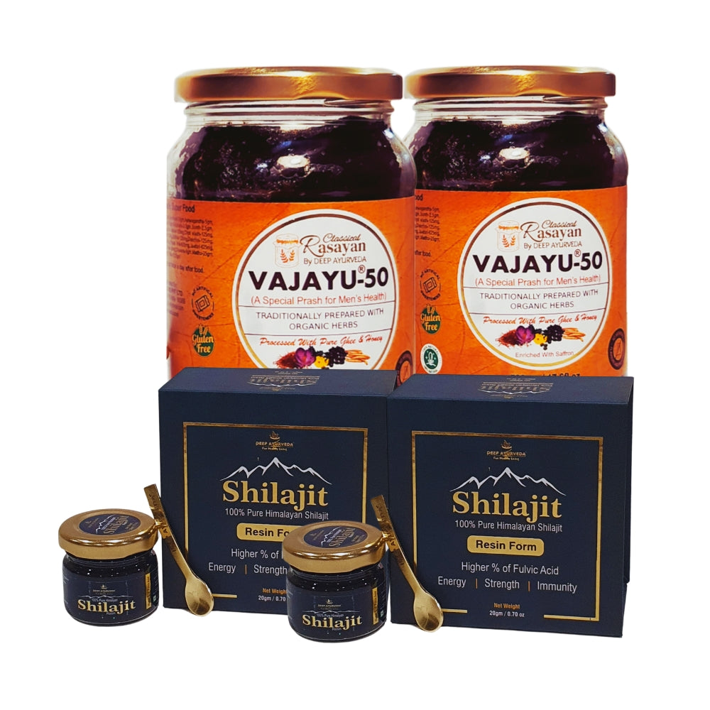 Vajayu ® Ayurvedic Superfood + Shilajit Resin Combo Pack for Men | Boost Testosterone Improve Strength & Vitality