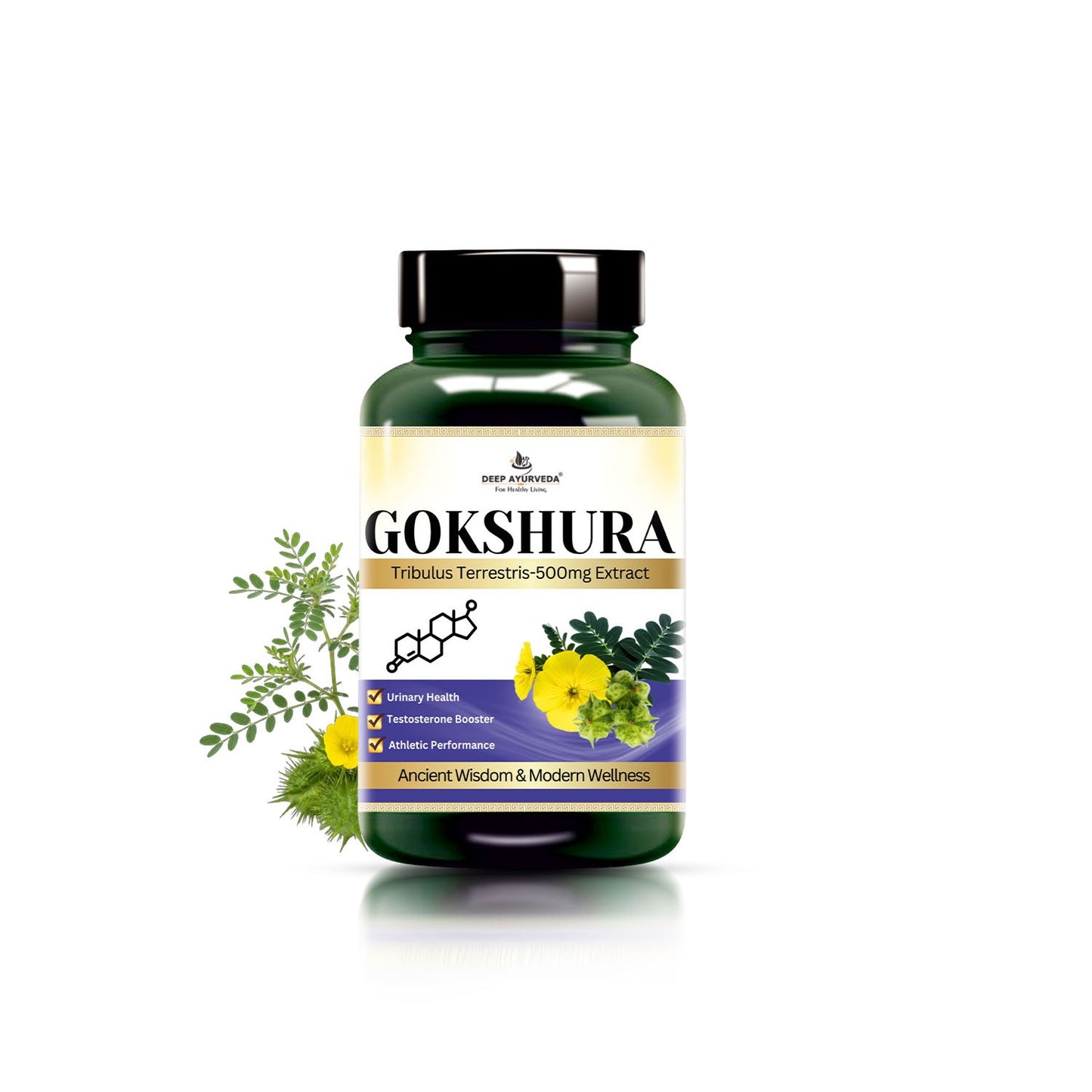 Gokshura Vegan Capsules | Tribulus Terrestris Extract-95% Extra Strength, Total Saponins,500mg-60 Cap