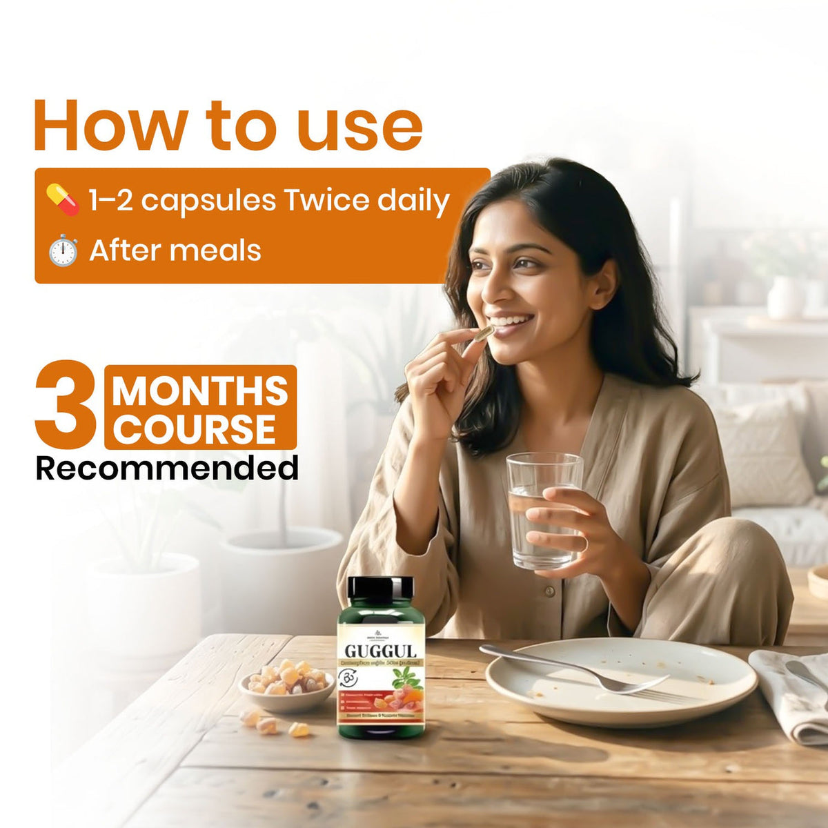 Guggal (Commiphora wightii) Vegan Capsule | 10:1 Extract for Joint Health, Cholesterol Management