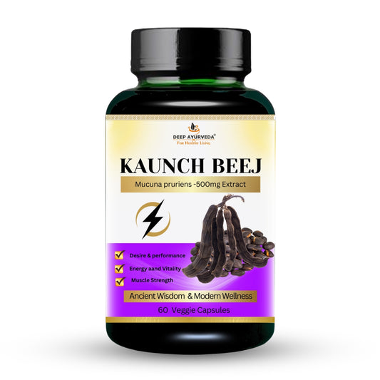 Kaunch Beej (Mucuna Pruriens) 10:1 Extract 60 Vegan Cap 30 Day Supply, 20% L-Dopa, 500 mg Concentrated & Standardized 10X Extract