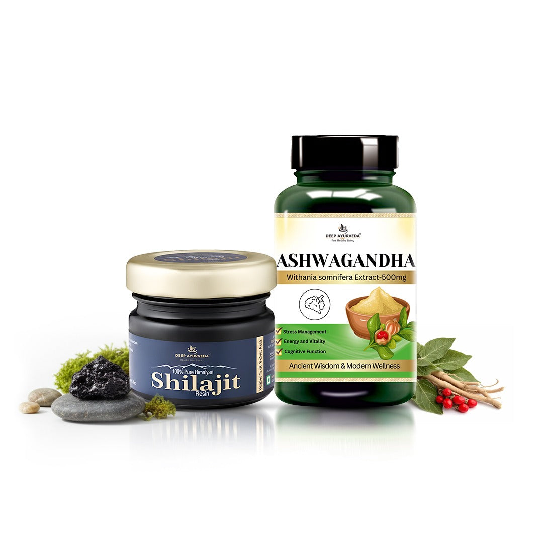 Pure Himalayan Shilajit Resin & Ashwagandha Capsules – Natural Energy & Stress Support