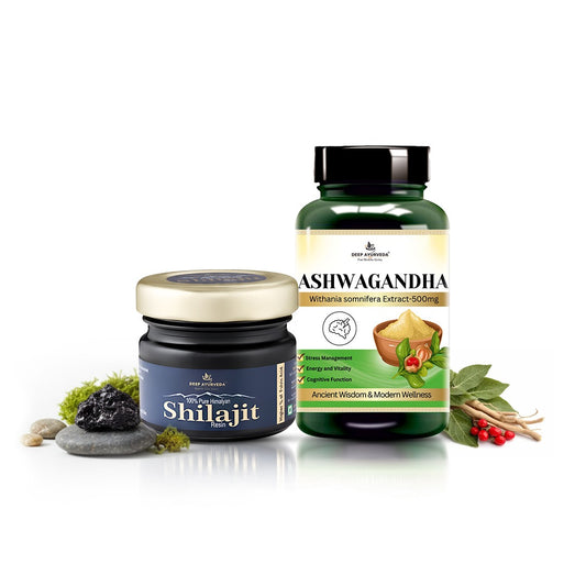 Pure Himalayan Shilajit Resin & Ashwagandha Capsules – Natural Energy & Stress Support