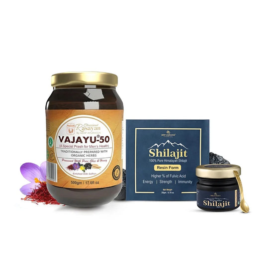 Vajayu ® 50 + Shilajit Combo Pack | Boost Men's Wellbeing | Improve Strength & Vitality