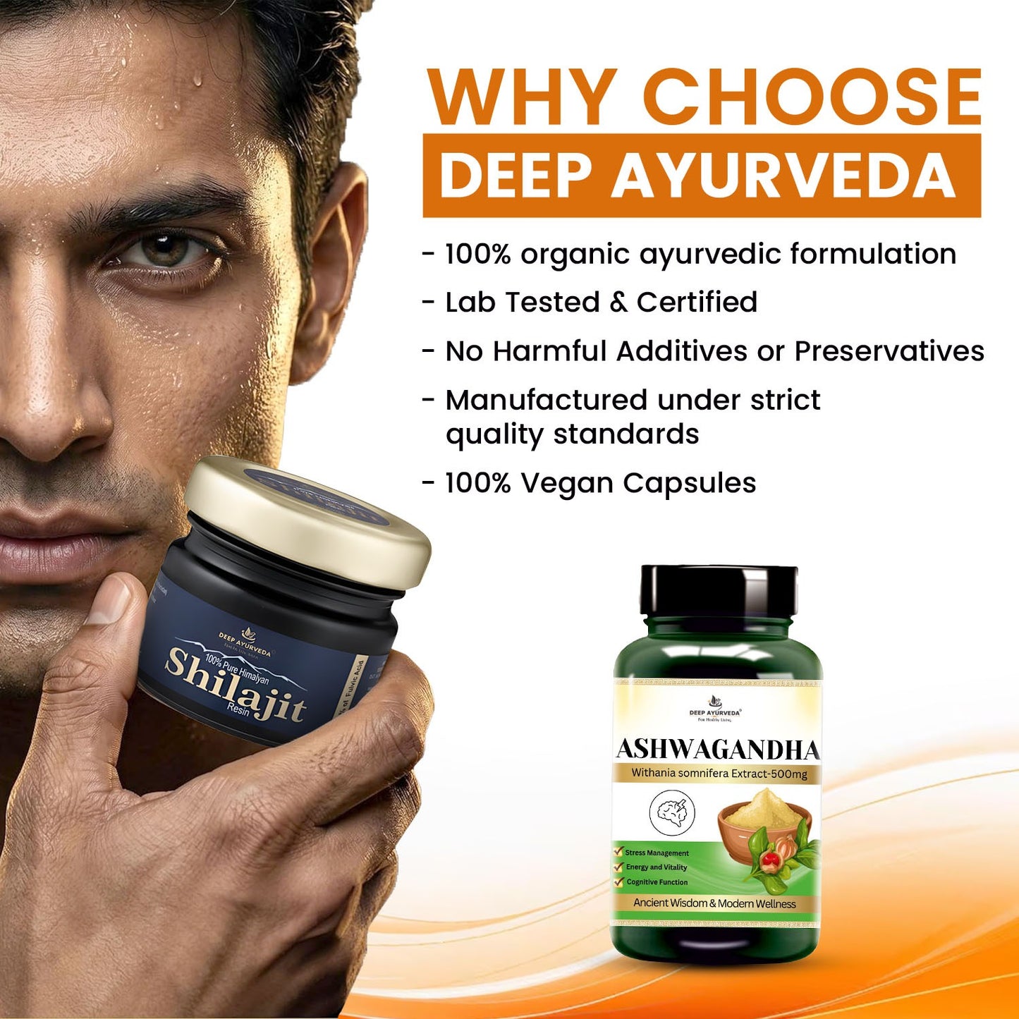 Pure Himalayan Shilajit Resin & Ashwagandha Capsules – Natural Energy & Stress Support