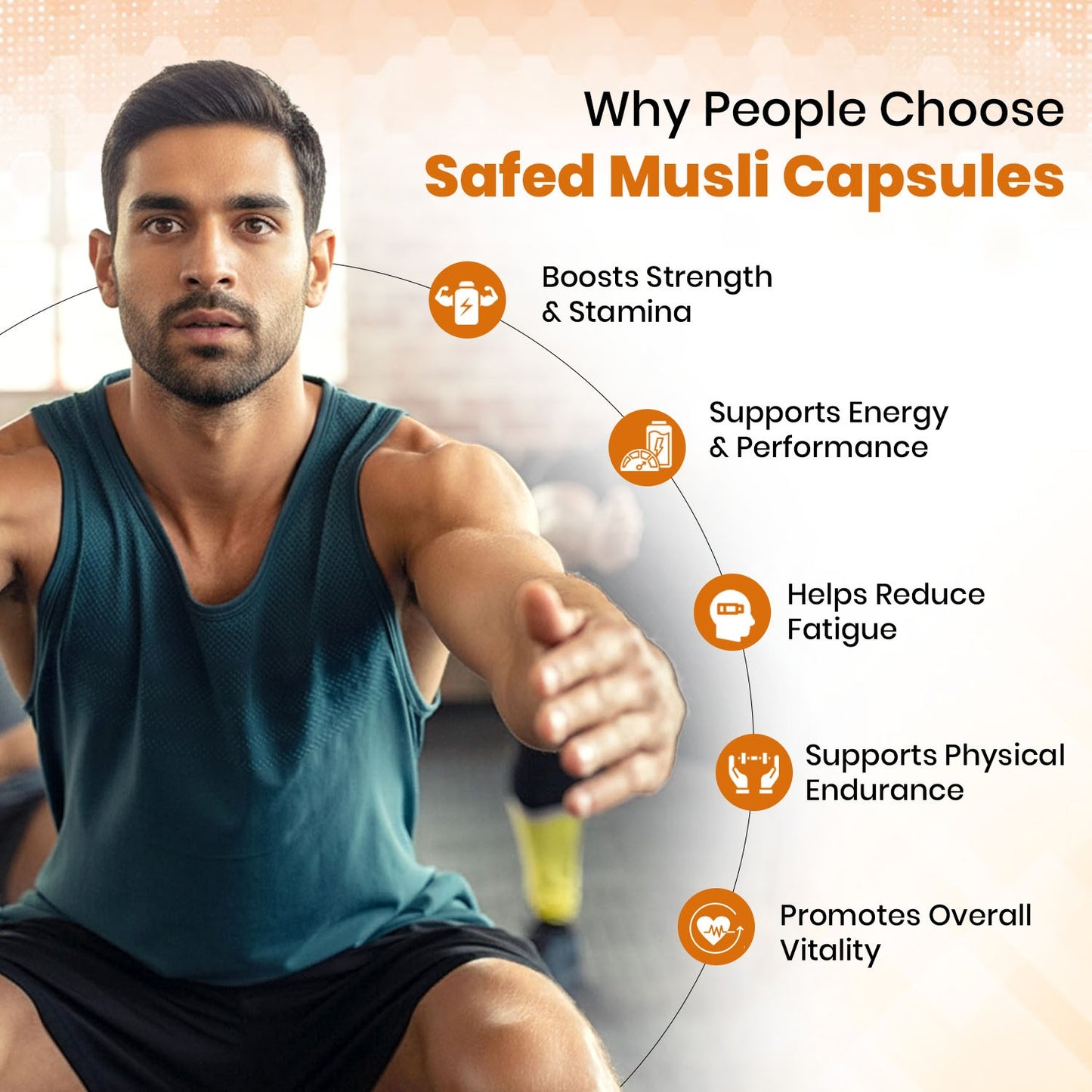Safed Musli Vegan Capsule-10:1 Extract Based 500mg | Supports Vitality & Endurance