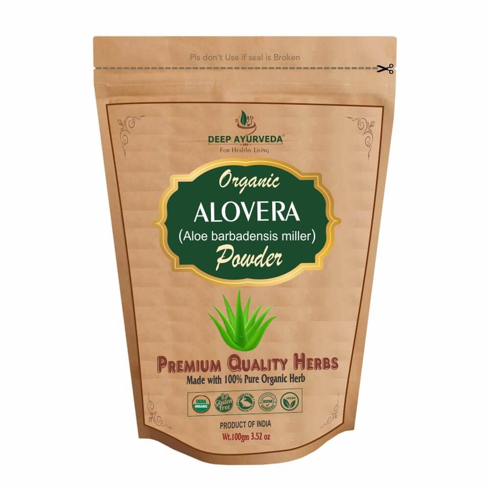 Organic Aloevera Powder (Aloe barbadensis miller) | 100 gm - Deep Ayurveda