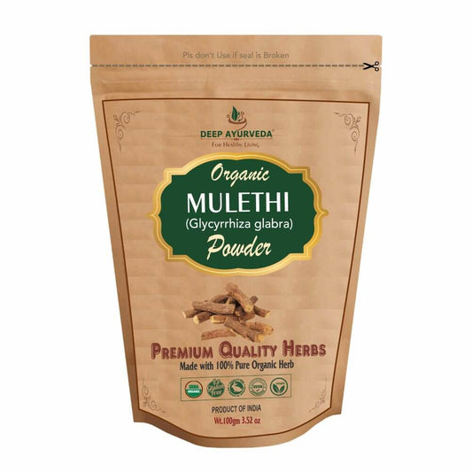 Organic Mulethi Powder (Glycyrrhiza glabra) | 100 gm - Deep Ayurveda