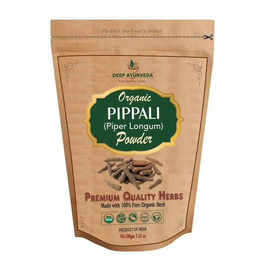 Organic Pippali Powder (Piper Longum) | 100 gm - Deep Ayurveda